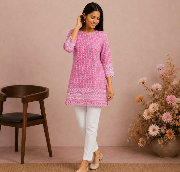 Pink Short Kurta