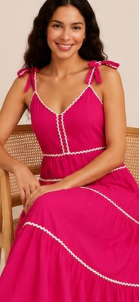 Vibrant Pink Tiered Dress