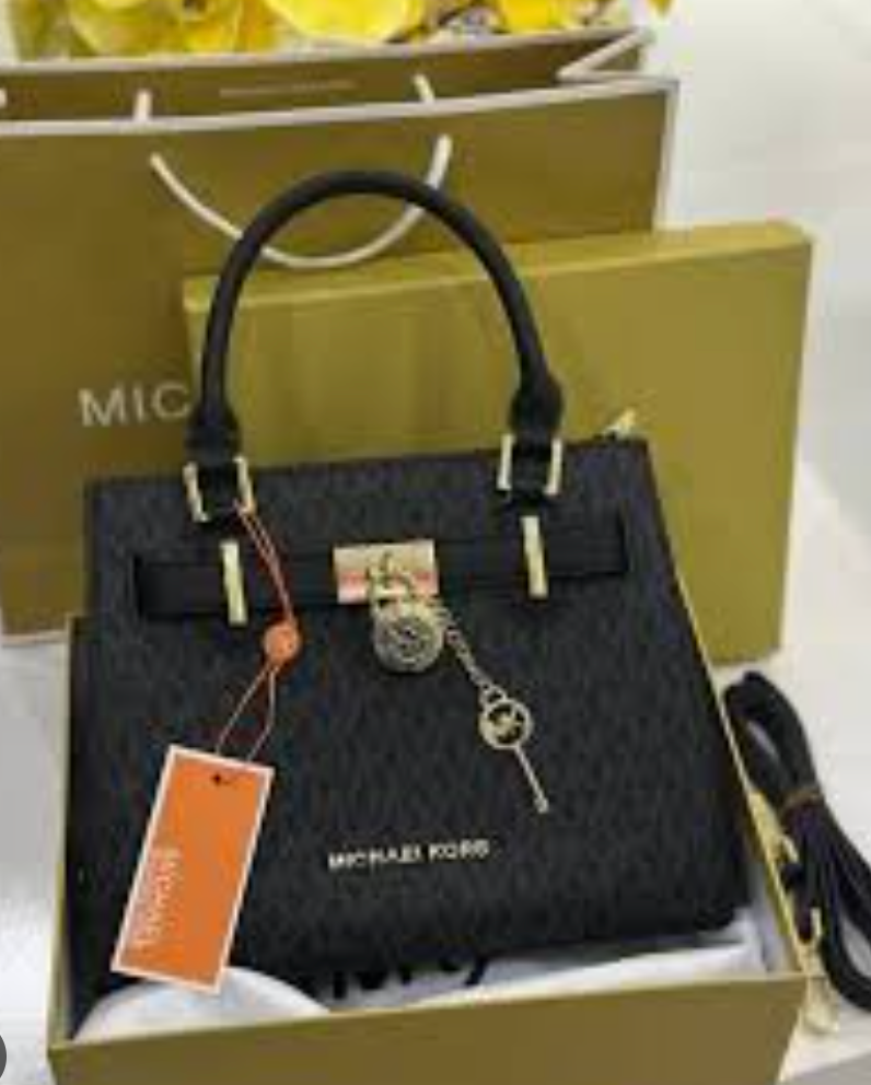 Michael Kors Hamilton Black Signature Satchel Bag