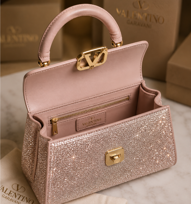 Valentino Garavani Mini VSling handbag entirely covered in rhinestones