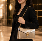 Bvlgari Serpenti Forever Mini silver crossbody bag in a textured finish