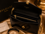 Bvlgari Serpenti Forever Mini Black crossbody bag in a textured finish