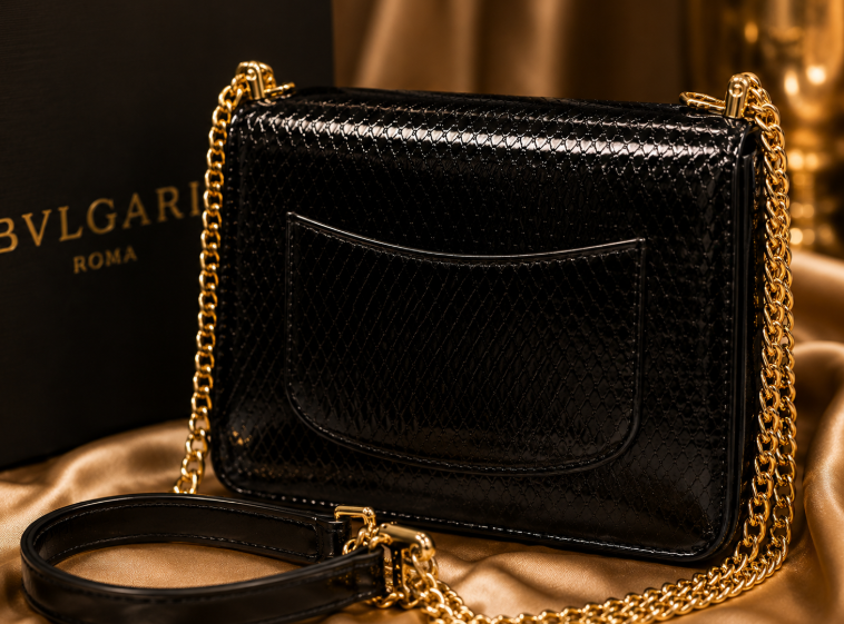 Bvlgari Serpenti Forever Mini Black crossbody bag in a textured finish