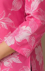 Elegant Pink Floral Waist-Length Short Kurta