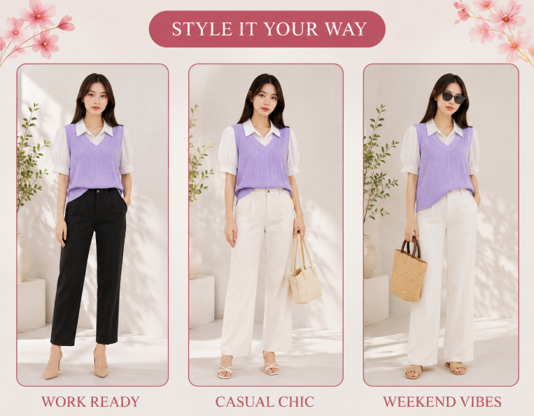 Korean Purple Collar Top