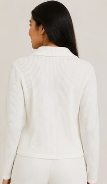 White Ribbed 2 Piece Top