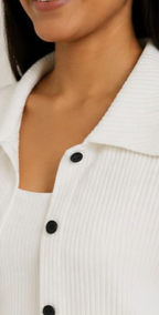 White Ribbed 2 Piece Top