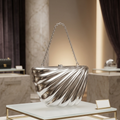 Shell Shaped Metal Hand Bag in Silver