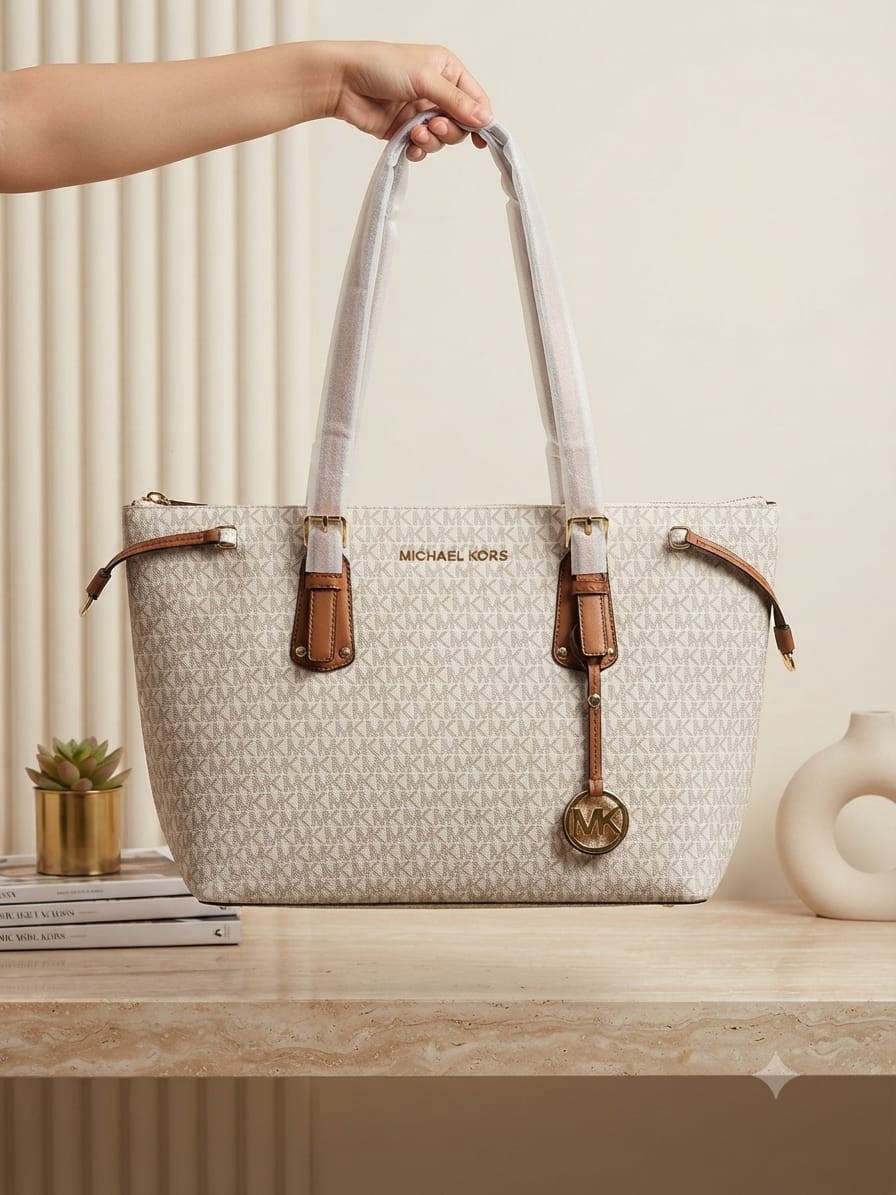 Michael Kors Monogram Pattern Tote Bag (Cream)