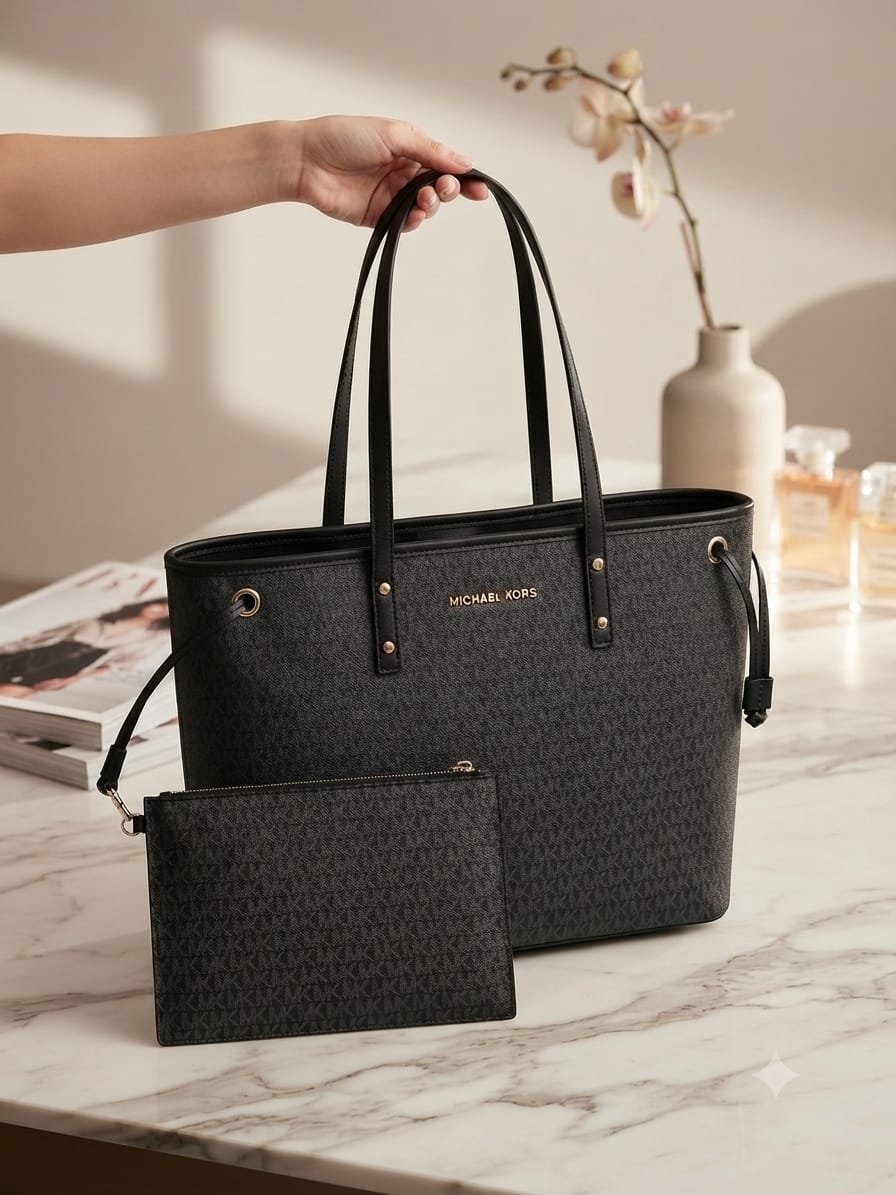 MK - Brown 2 piece tote bag
