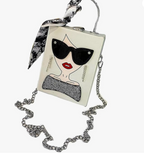 Wooden statement Hand Bag in White