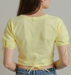 Yellow Button-Down Crop Top