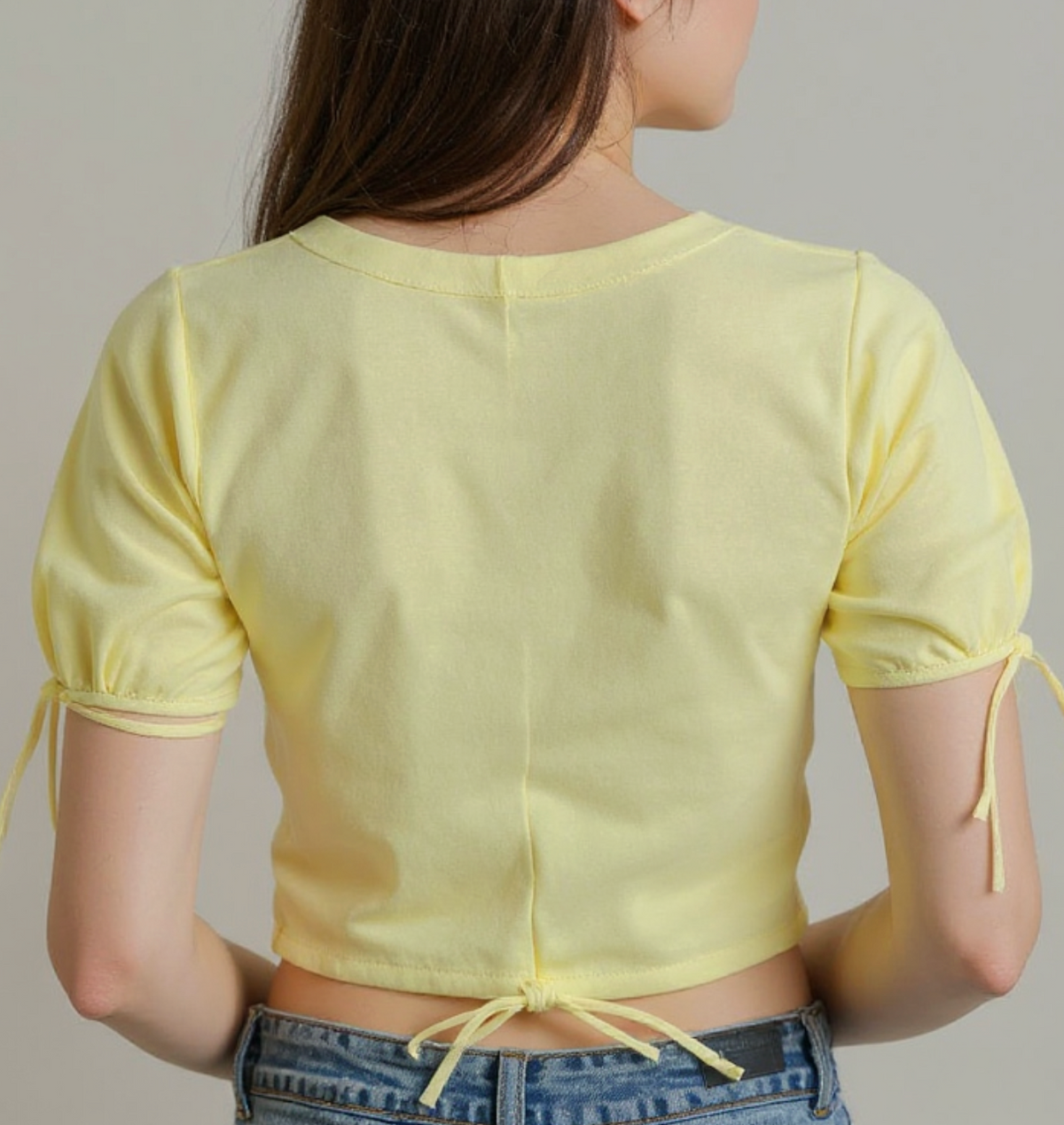 Yellow Button-Down Crop Top