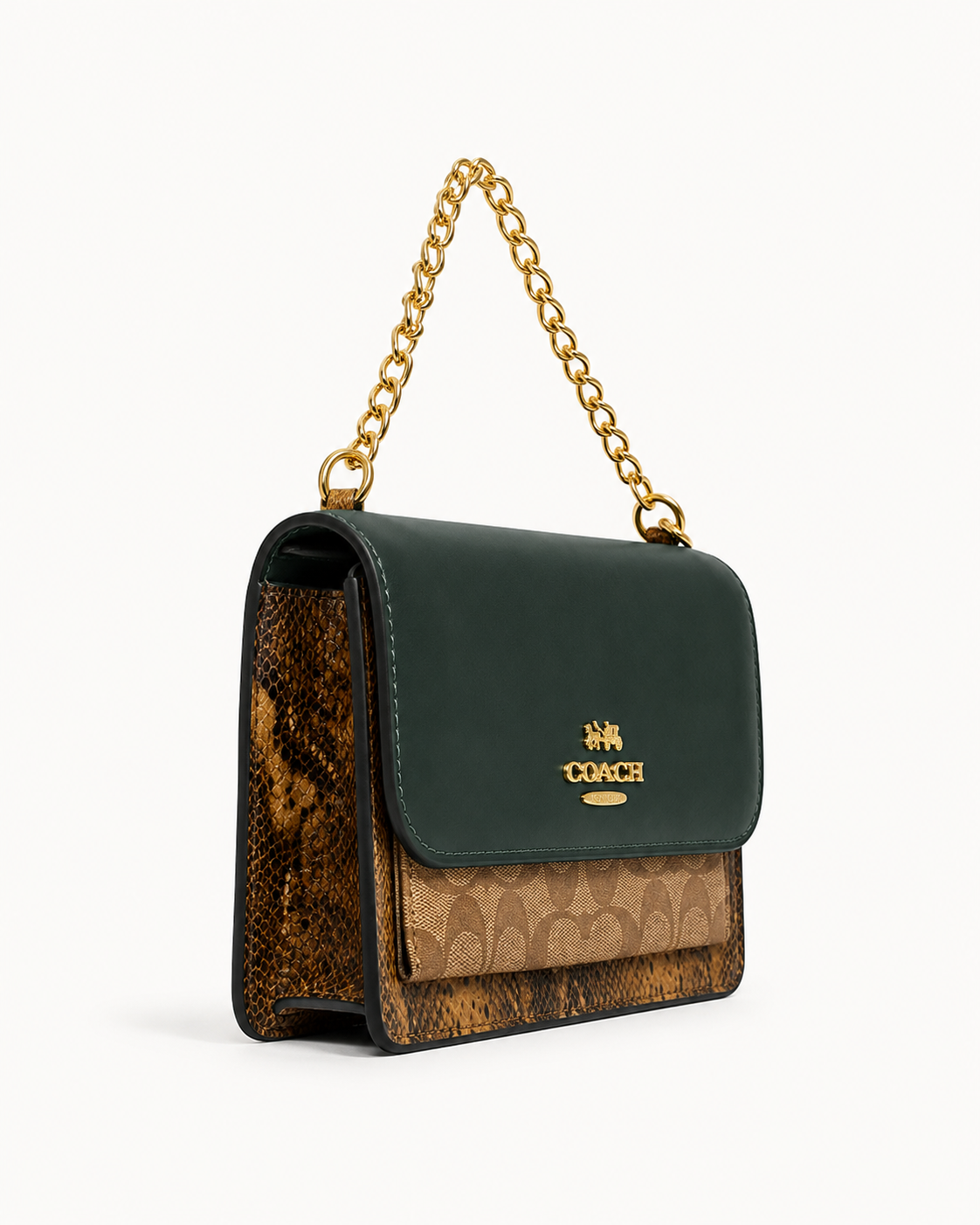 Coach Signature Chain Shoulder Bag – Forest Green