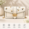 White Coach Daisy Embroidered Flap Bag