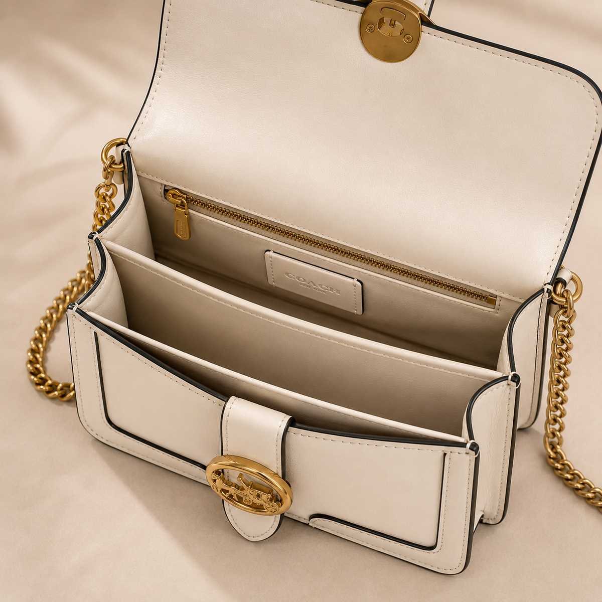 White Coach Daisy Embroidered Flap Bag