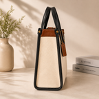 Beige Coach Tabby Shoulder Bag 26 features a distinct brass "C" logo hardware
