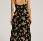 Flower printed front slit apple cut frock
